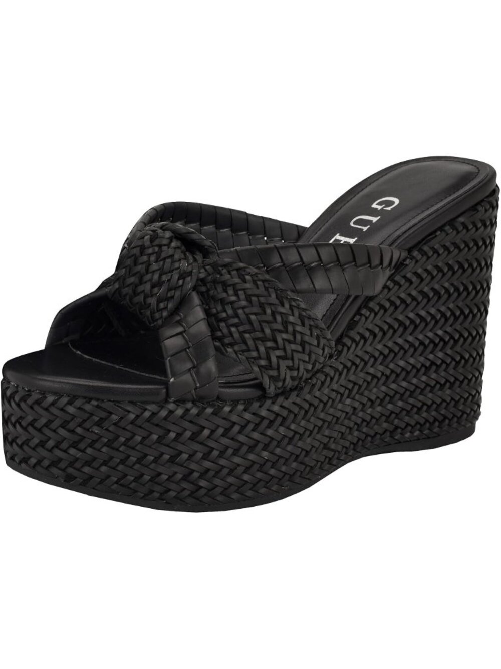 Guess Women's Black Polyurethane Slip Synthetic Rubber Imported Eveh